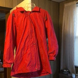 Red zip up jacket